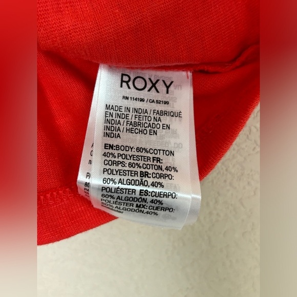 NWT Roxy Flirty Feels Coral Orange Ruched Adjustable Strap Cropped Tank Top M - Picture 10 of 10